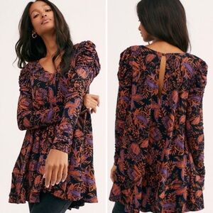 Free People Hello Lover Tunic Dress Black Extra Small XS Whimsygoth Stretch Chic